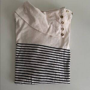 J. Crew Painter Tee Striped Turtleneck Button-Detail Size Medium